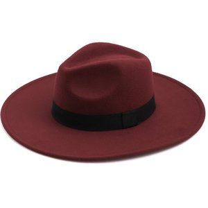 Burgundy Fedora Fashion Hat (Wide Strap)